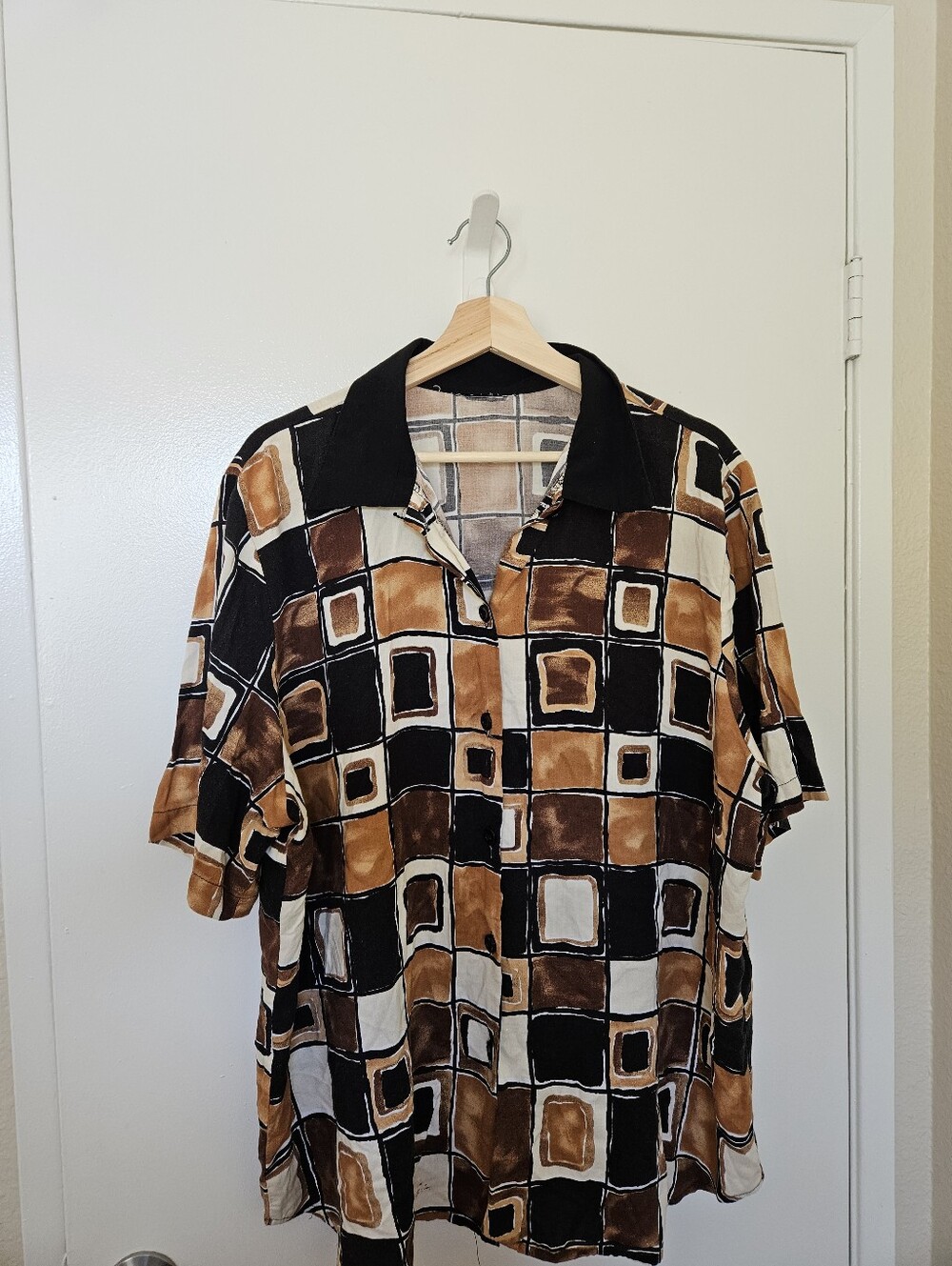 Button Up Shirt With Bold Geometric Pattern
